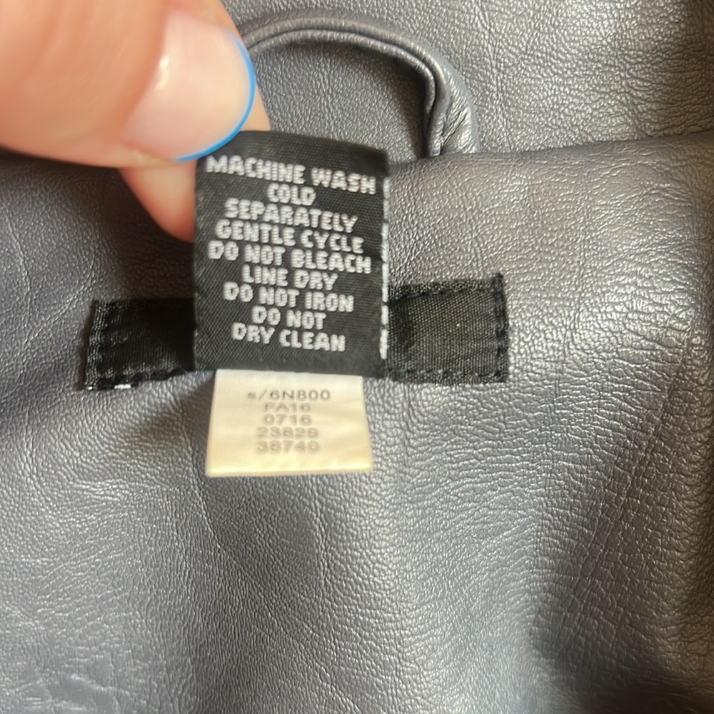 Alfani Blue/Grey Faux Leather Jacket - Picture 3 of 5